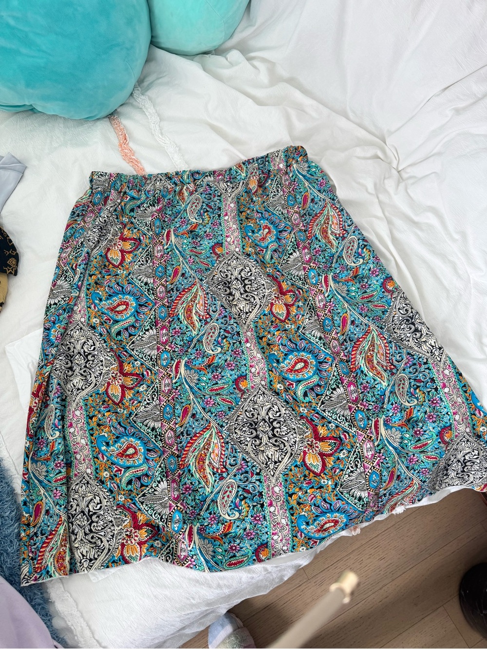 Women’s Turquoise 4XL Paisley Print Skirt